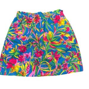 J Crew linen sidewalk Skirt vibrant‎ women’s tropical floral mini pull on 2
